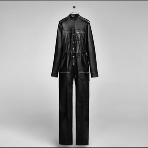 Zara Studio Lamb Leather Black Jumpsuit M/L